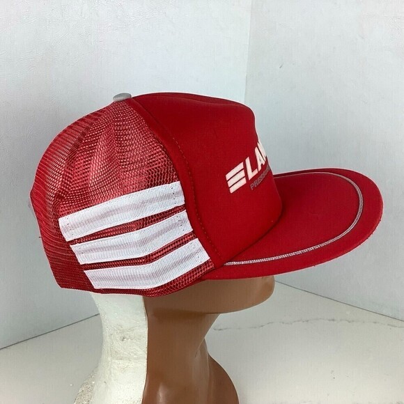 Vintage Landa Pressure Washers Trucker Snapback Hat Three Stripe Red/White Mesh - Picture 2 of 10